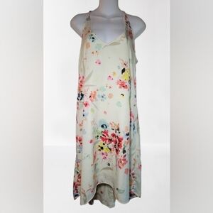H&M Cream and Pink Flowy Floral Dress Size 10